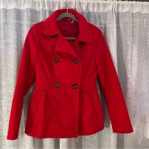 Women's Red Double-Breasted Coat